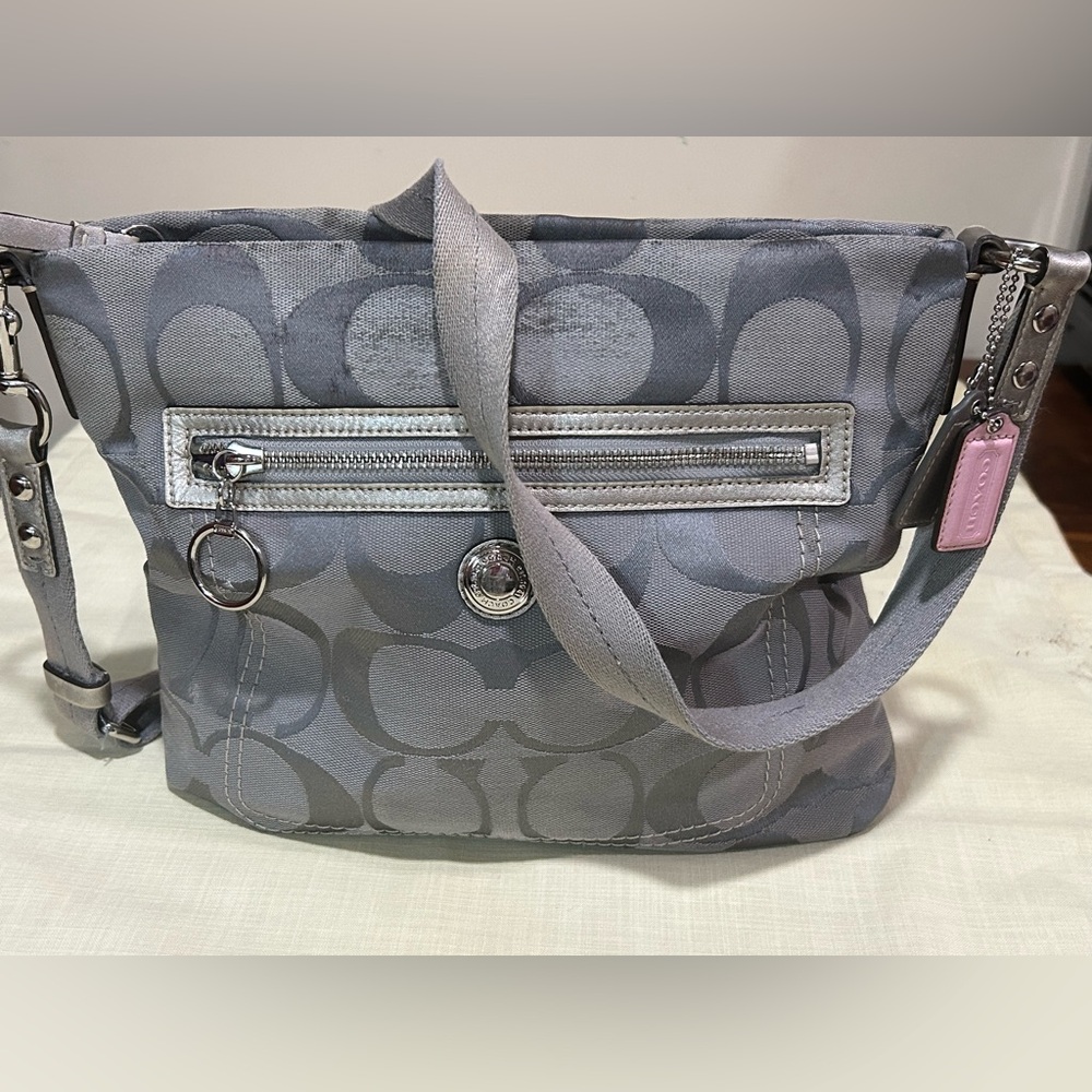 Coach Gray Crossbody Bag with Silver Accents